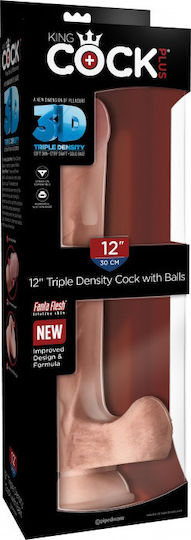 King Cock Triple Density Реалистично дилдо с Топки и Вендуза Плът 30см