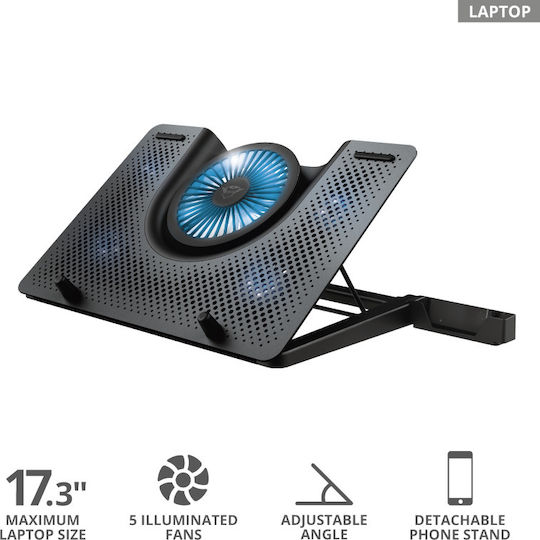 Trust GXT 1125 Quno Cooling Pad για Laptop έως 17.3" με 5 Ανεμιστήρες και Φωτισμό Γκρι