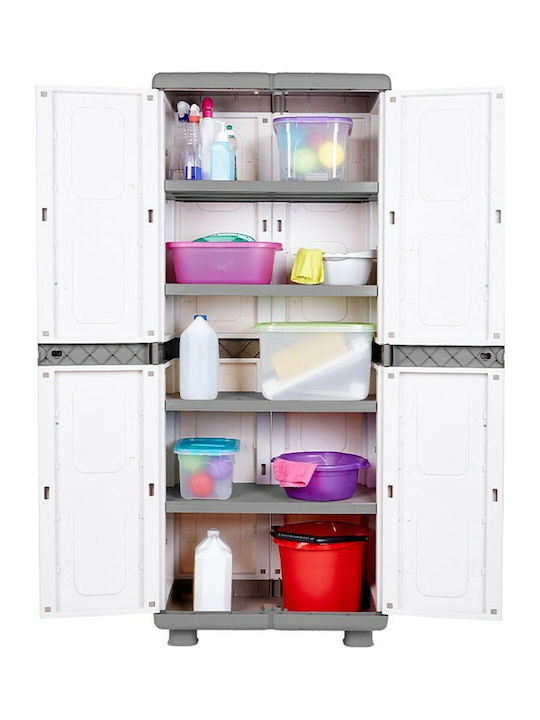 Zweiflügeliger Schrank Zeus Kunststoff mit 4 Regale 73x44x179cm
