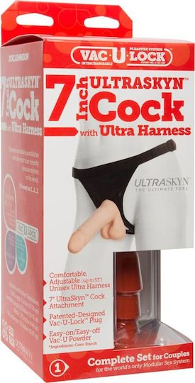 Vac U Lock Ultraskyn Cock With Ultra Harness Harness με Dildo 17.3cm στο χρώμα του δέρματος