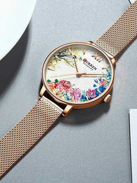 Curren Women's Watch with Pink Gold Metal Bracelet