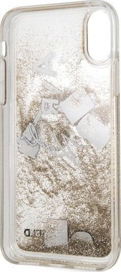 Karl Lagerfeld Liquid Glitter Back Cover Πλαστικό Χρυσό (iPhone X / XS)