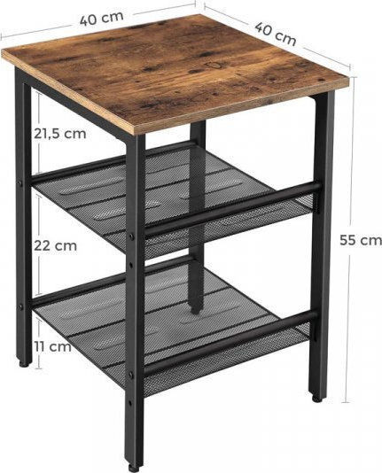 Square Side Wooden Coffee Table Brown W40xL40xH50cm