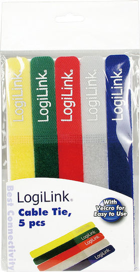 LogiLink Pack of 5pcs Multicolour Velcro Cable Ties 180x20mm KAB0008