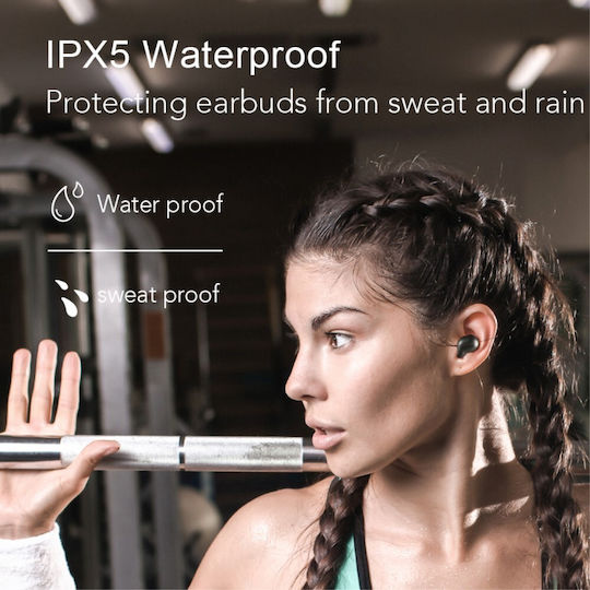 Haylou T15 In-ear Bluetooth Handsfree Ακουστικά με Αντοχή στον Ιδρώτα και Θήκη Φόρτισης Μαύρα