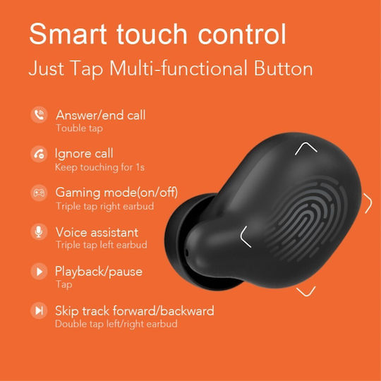 Haylou T15 In-ear Bluetooth Handsfree Ακουστικά με Αντοχή στον Ιδρώτα και Θήκη Φόρτισης Μαύρα