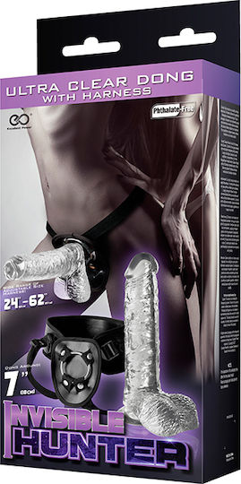 Nanma Invisible Hunter Gurtzeug mit Dildo 18cm in Transparent Farbe