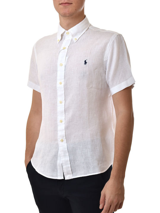 Ralph Lauren Men's Shirt Short Sleeve Linen White 710795452008