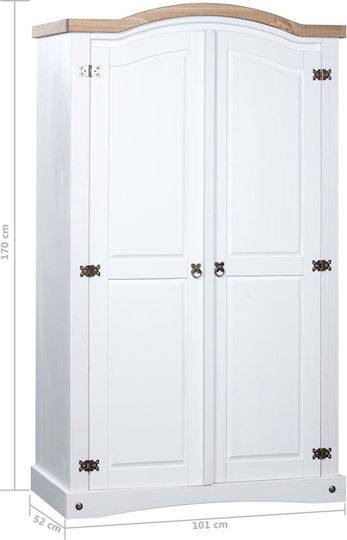 Doppeltür Kleiderschrank Weiß 101x52x170cm