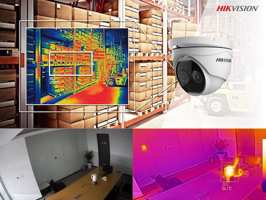 Hikvision DS-2TD1217-2/V1 IP Thermisch Überwachungskamera Full HD 1080p Wasserdicht mit Zwei-Wege-Kommunikation und Objektiv 1.8mm Wärmebild