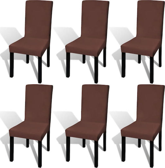 vidaXL Elastic Cover for Chair Brown 6pcs 131423