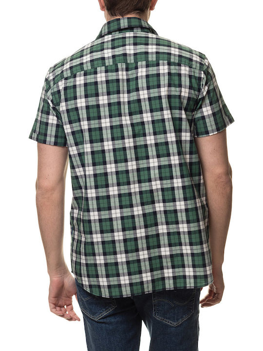 Jack & Jones Men's Shirt Short Sleeve Cotton Checked Green