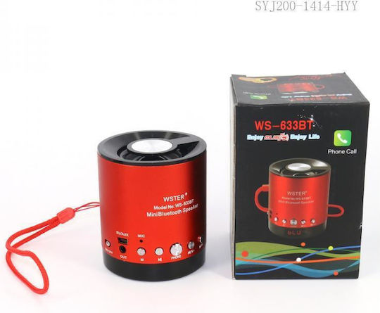 WSTER WS-633BT Bluetooth Speaker 3W with Radio and Battery Life up to 6 hours Red