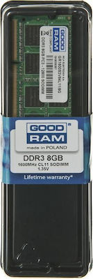 GoodRAM 8GB DDR3 RAM με Ταχύτητα 1600 για Laptop