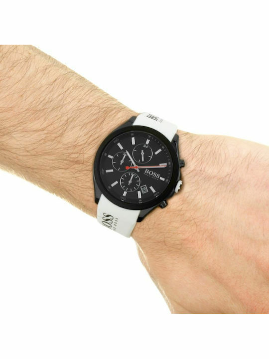 Boss Velocity Men's Watch 44mm Chronograph Battery with White Rubber Strap