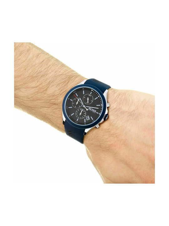 Hugo Boss Velocity Watch Chronograph Battery with Blue Rubber Strap