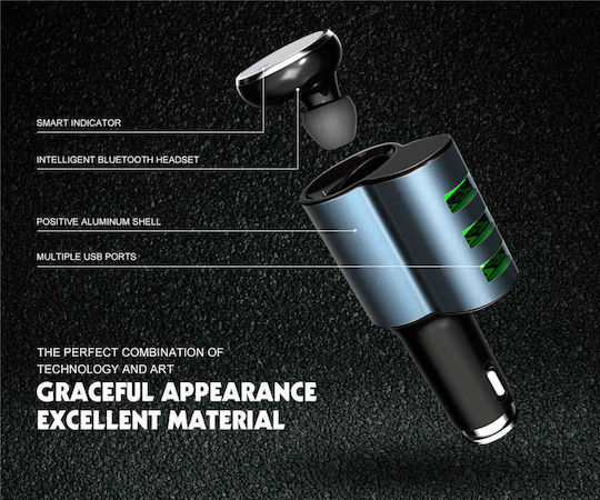 Ldnio CM21 Încărcător Auto 21W 4.2A cu Porturi 3xUSB-A și Căști Bluetooth Culoare Verde