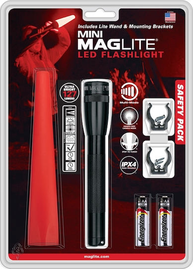 Maglite Φακός LED IPX4 με Μέγιστη Φωτεινότητα 127lm Mini SP2201G Kit