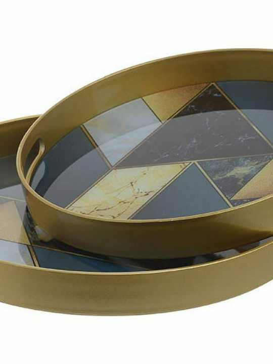 Inart Plastic Round Decorative Tray 2pcs