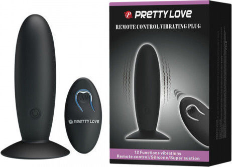 Pretty Love Remote Control Vibrating Plug Anal Plug with Vibration Black 11cm