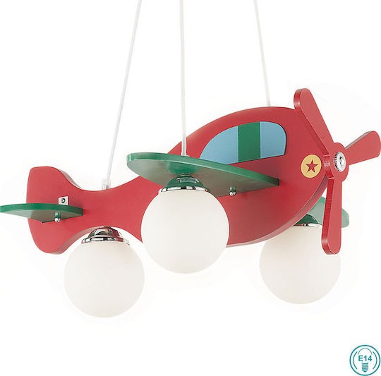 Ideal Lux Flugzeug Kronleuchter Kinderdeckenleuchte Deckenleuchte 40W mit Fassung E14 Rot 51x23cm