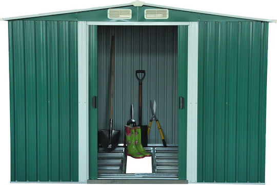 Depozit Metalic De Grădină Galvanizat Verde Rezistent La Vânt L2.46xl1.92xh1.77m