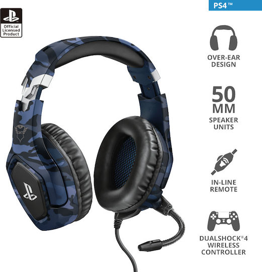 Trust GXT 488 Forze Über Ohr Gaming-Headset mit Verbindung 3,5mm Blau