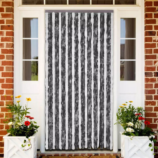 vidaXL Fabric Door Curtain Grey-White 90x220cm 241224