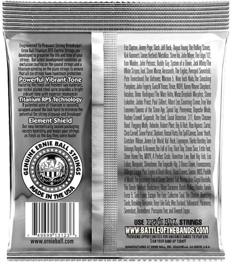 Ernie Ball Set of Titanium Strings for Electric Guitar Slinky Coated Titanium RPS Super 9 - 42"