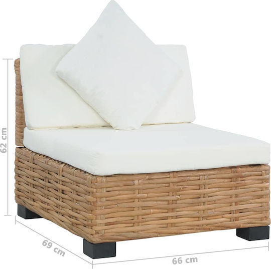 Καρέκλα Εξωτερικού Χώρου Rattan Καφέ με Μαξιλάρι 66x69x62εκ.
