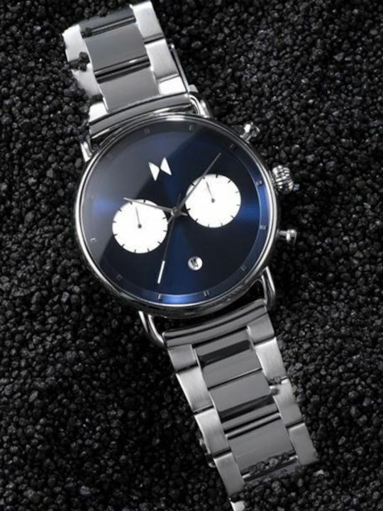MVMT Revolver Opar Ανδρικό Ρολόι 41mm Μπαταρίας με Ασημί Μεταλλικό Μπρασελέ