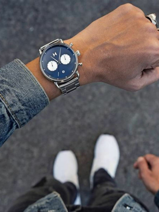 MVMT Revolver Opar Ανδρικό Ρολόι 41mm Μπαταρίας με Ασημί Μεταλλικό Μπρασελέ