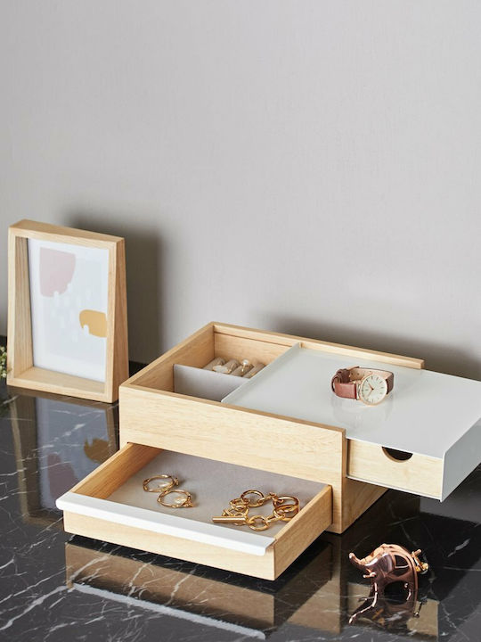 Umbra Stowit Wooden Jewellery Box with Drawer White 26x22.2x12.1cm