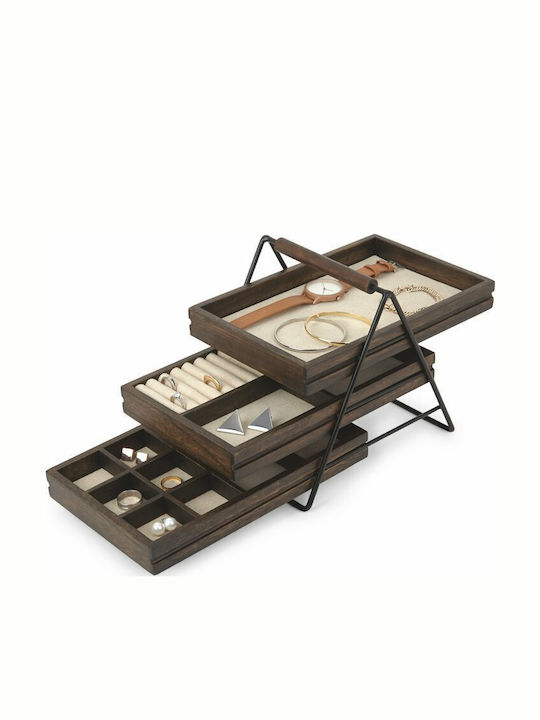 Umbra Terrace Jewellery Box Wooden Brown 25.4x17.8x20.3cm