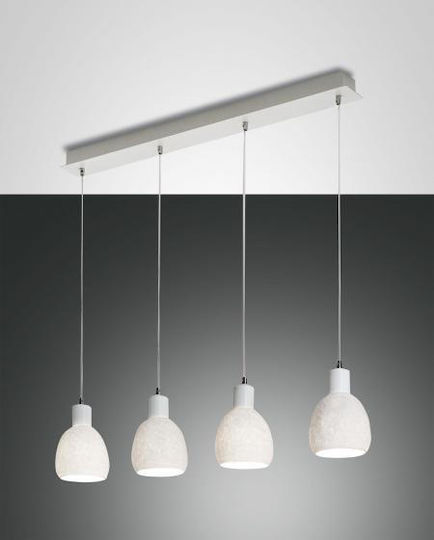 Fabas Luce Marina Κρεμαστό Φωτιστικό Λευκό Ράγα για 4 Λαμπτήρες E27 96εκ.