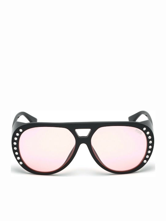 Victoria's Secret Women's Sunglasses with Black Plastic Frame and Pink Lens PK0014 01T