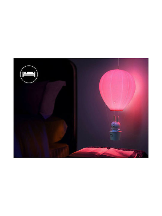 Led Kids Decorative Lamp Touch Αερόστατο Λαγουδάκι Pink 30cm