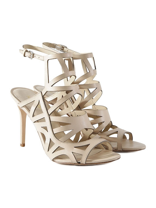 Nine West Nasira Δερμάτινα Πέδιλα Μπεζ