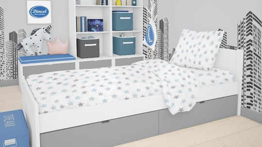 Dimcol Star Baby Sheet Crib Cotton Fitted Light Blue 70x140cm