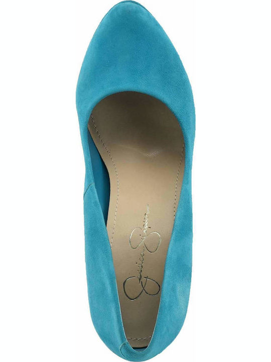 Waleo Suede Γόβες με Τακούνι Στιλέτο Γαλάζιες