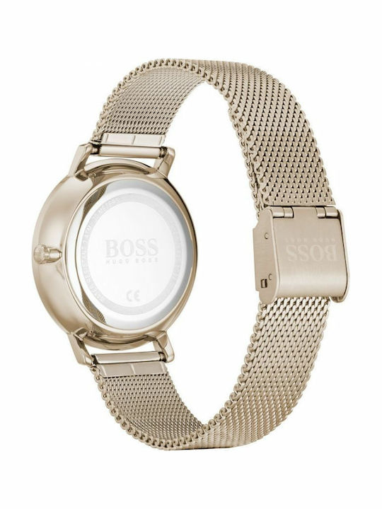 Boss Infinity Γυναικείο Ρολόι 35mm Μπαταρίας με Ροζ Χρυσό Μεταλλικό Μπρασελέ