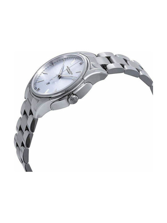Hamilton Jazzmaster Crystals Automatic Γυναικείο Ρολόι 34mm Αυτόματο με Ασημί Μεταλλικό Μπρασελέ