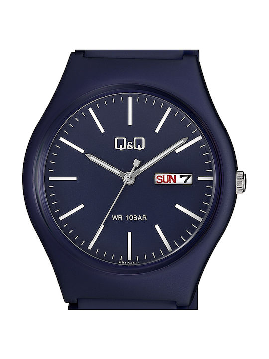 Q&Q Watch with Navy Blue Rubber Strap