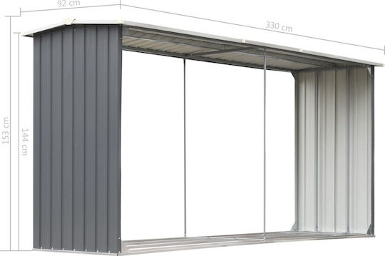 Metallic Anti-corrosion Protection Garden Log Storage Shed Grey M3.3xW0.92xH1.53m