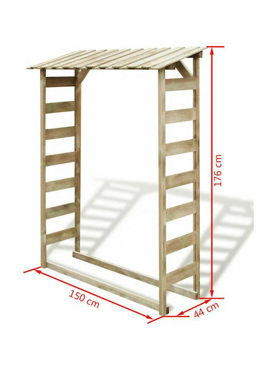 Wooden Garden Log Storage Shed Beige L1.5xW0.44xH1.76m