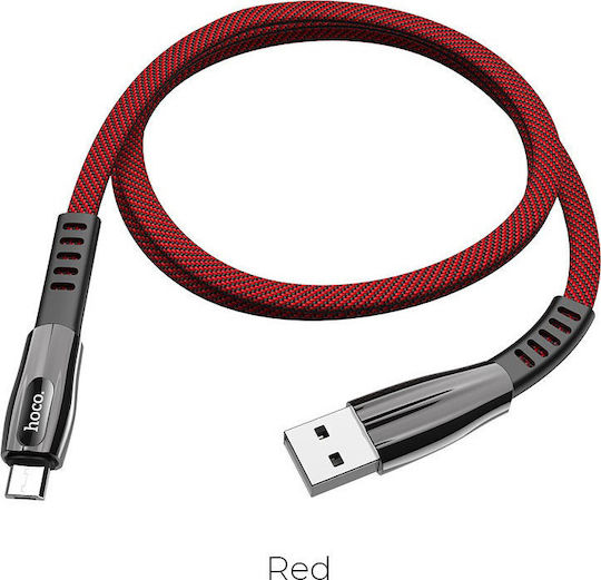Hoco U70 Splendor Flat / LED USB 2.0 to micro USB Cable Κόκκινο 1.2m (HOC-U70m-R)