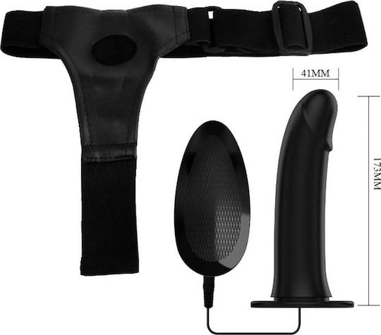 Pretty Love Vito Harness με Dildo 17.3cm και Δόνηση σε Μαύρο Χρώμα