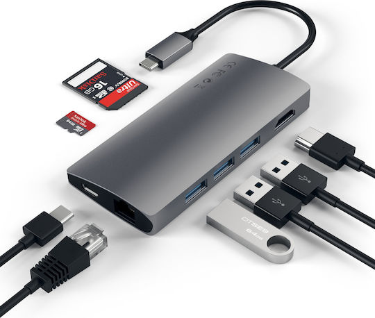 Satechi USB-C Docking Station with HDMI 4K PD Ethernet Gray (ST-TCMA2M)