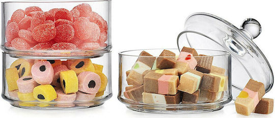 Alpina Appliances 3-Level Storage Jar General Use with Lid Glass Transparent 12x12x23cm 1 Pieces