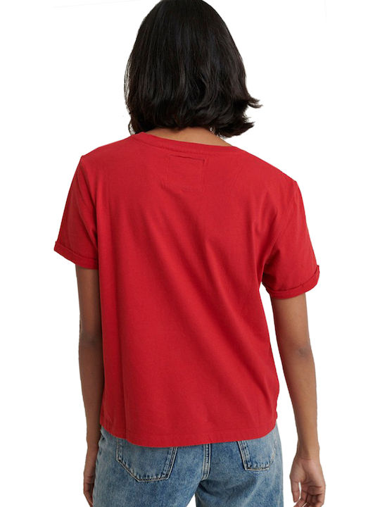 Superdry Studio Est Splice Boxy Damen T-shirt Rot